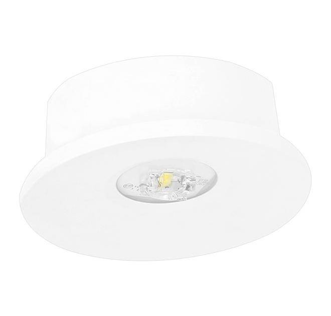 Eine weiße runde LED-Deckenleuchte mit einer kleinen zentralen Glühbirne, entwickelt für moderne Innenbeleuchtung.