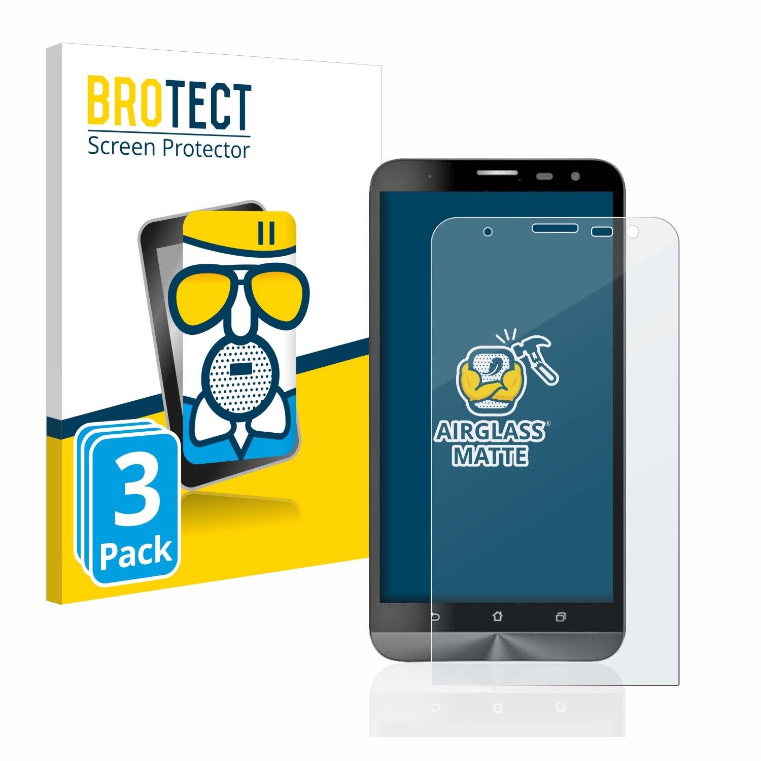 3x BROTECT AirGlass Matte Schutzglas Folie für Asus ZenFone 2 Laser