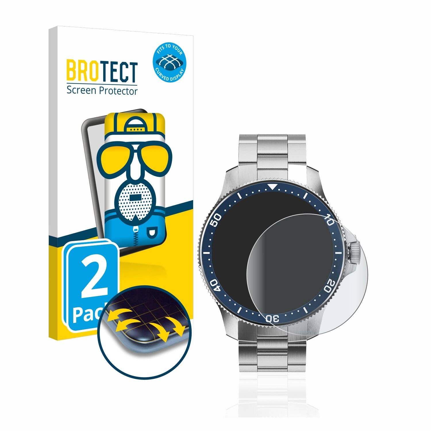 2x BROTECT Flex Matte Full-Cover Displayschutzfolie für Withings ScanWatch Horizon (43