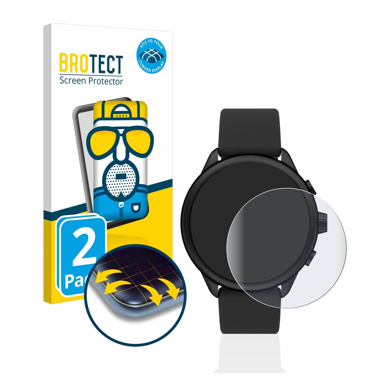 2x BROTECT Flex Matte Full-Cover Displayschutzfolie für Fossil Smartwatch Wellness (Gen 6)