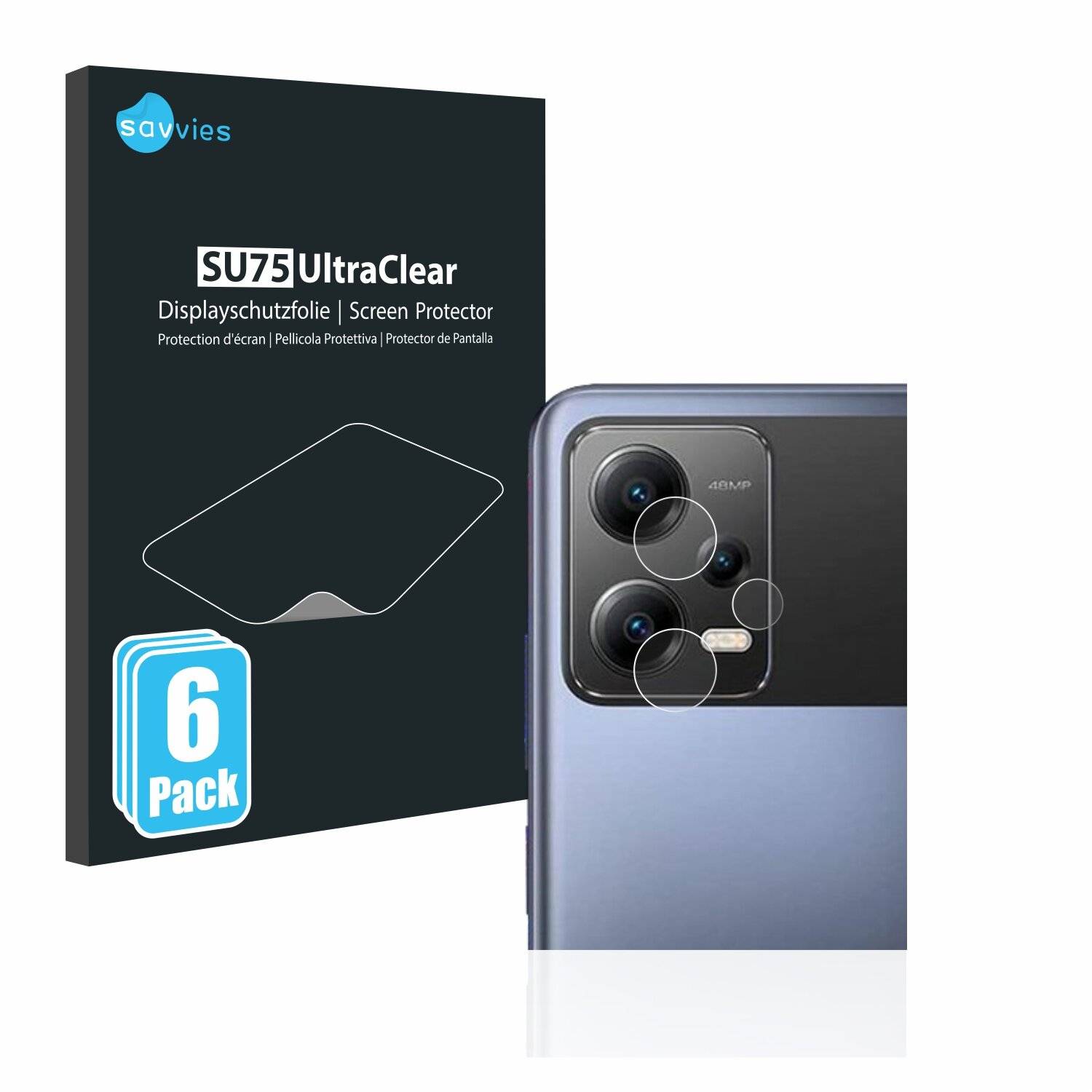 6x Savvies SU75 Displayschutzfolie für Xiaomi Poco X5 (NUR