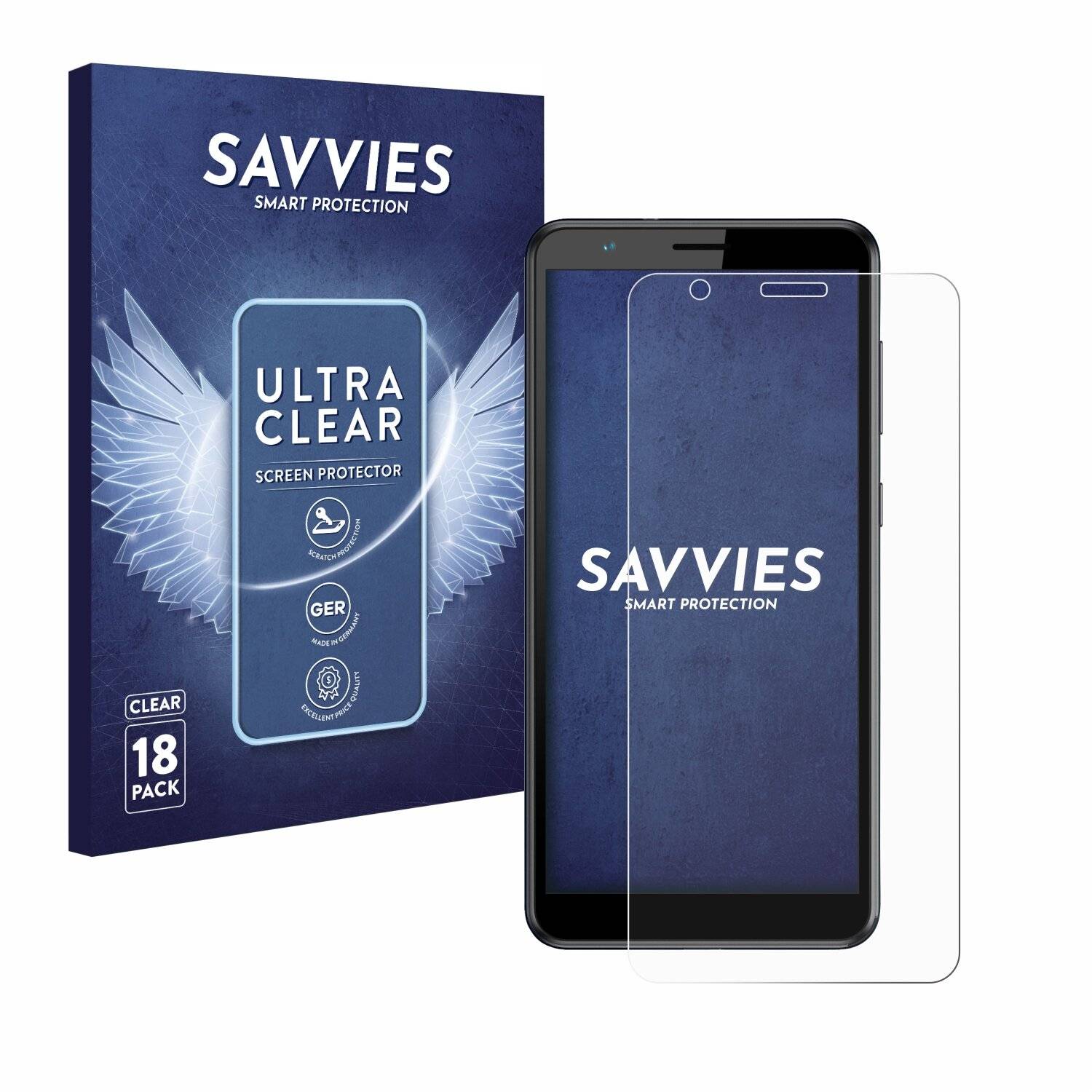 18x Savvies SU75 Displayschutzfolie für ZTE Blade