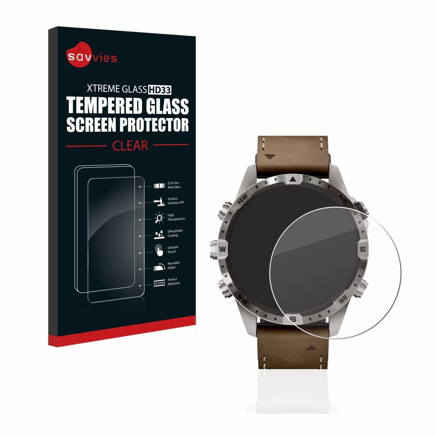 Savvies HD33 Clear Schutzglas für Garmin Marq Adventurer (Gen