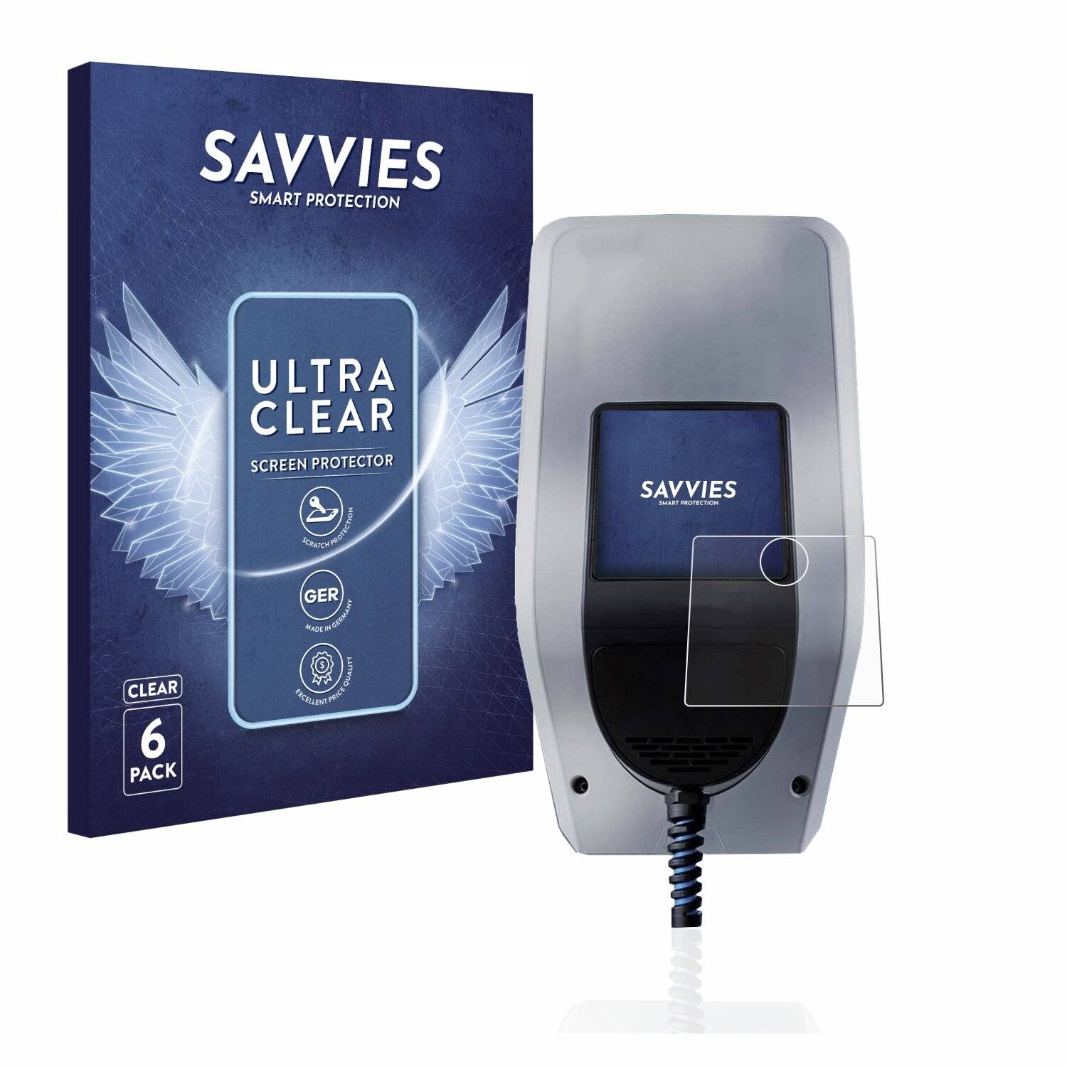 6x Savvies SU75 Displayschutzfolie für Mennekes Amtron Charge Control