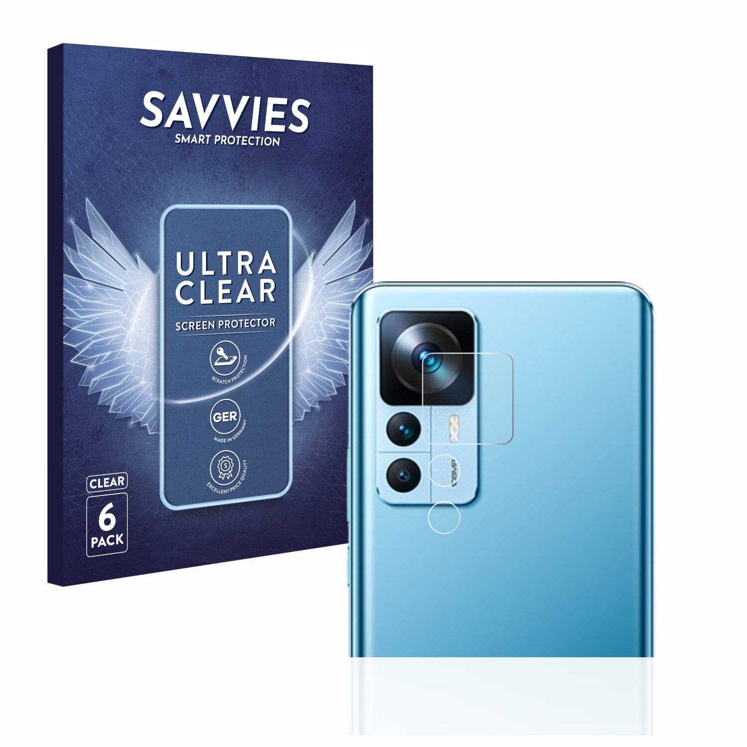 6x Savvies SU75 Displayschutzfolie für Xiaomi 12T (NUR