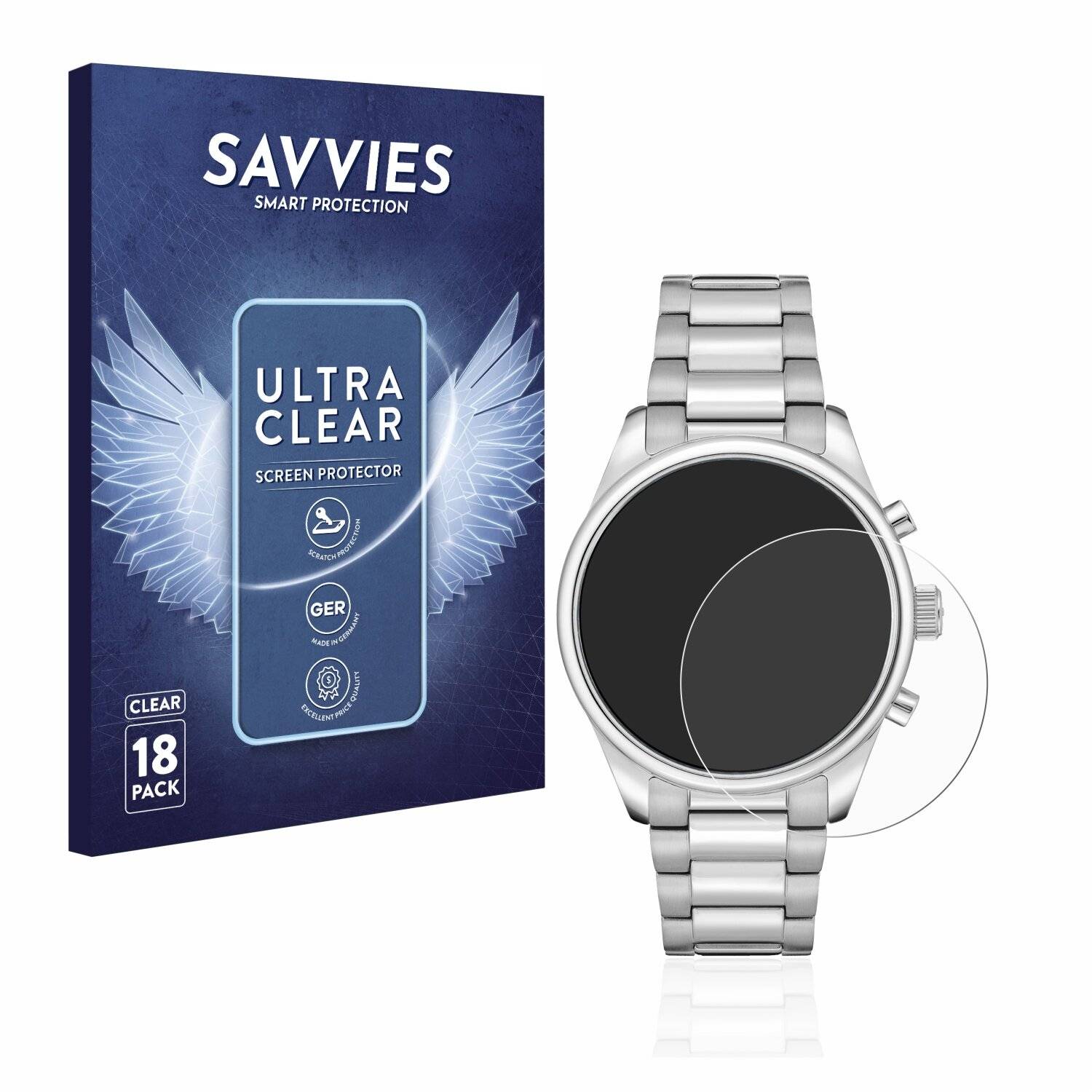 18x Savvies SU75 Displayschutzfolie für Hugo Boss Chronograph