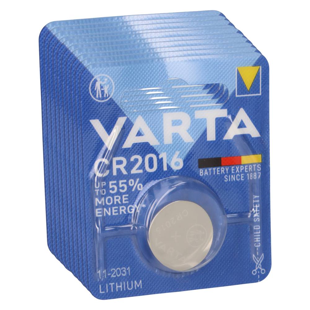 10x VARTA CR2016 Lithium-Knopfzelle 3V im 1er Blister