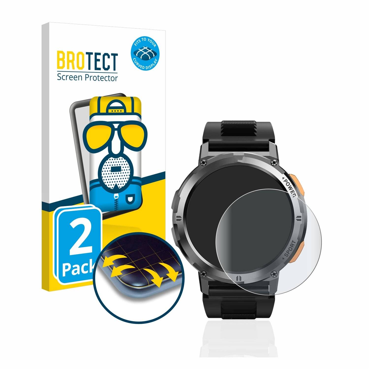 2x BROTECT Flex Matte Full-Cover Displayschutzfolie für Kospet Tank T2 (36