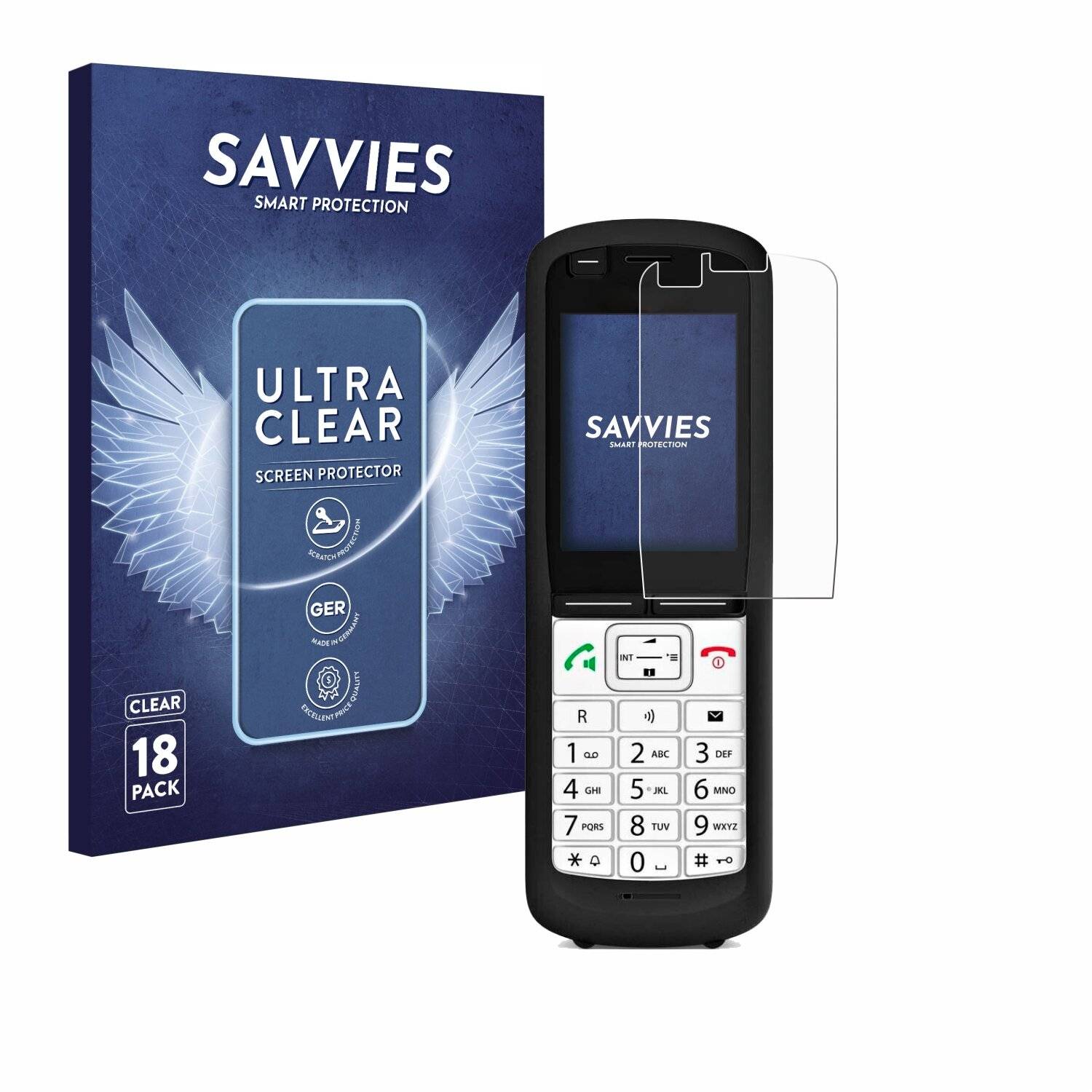 18x Savvies SU75 Displayschutzfolie für Unify OpenScape DECT Phone