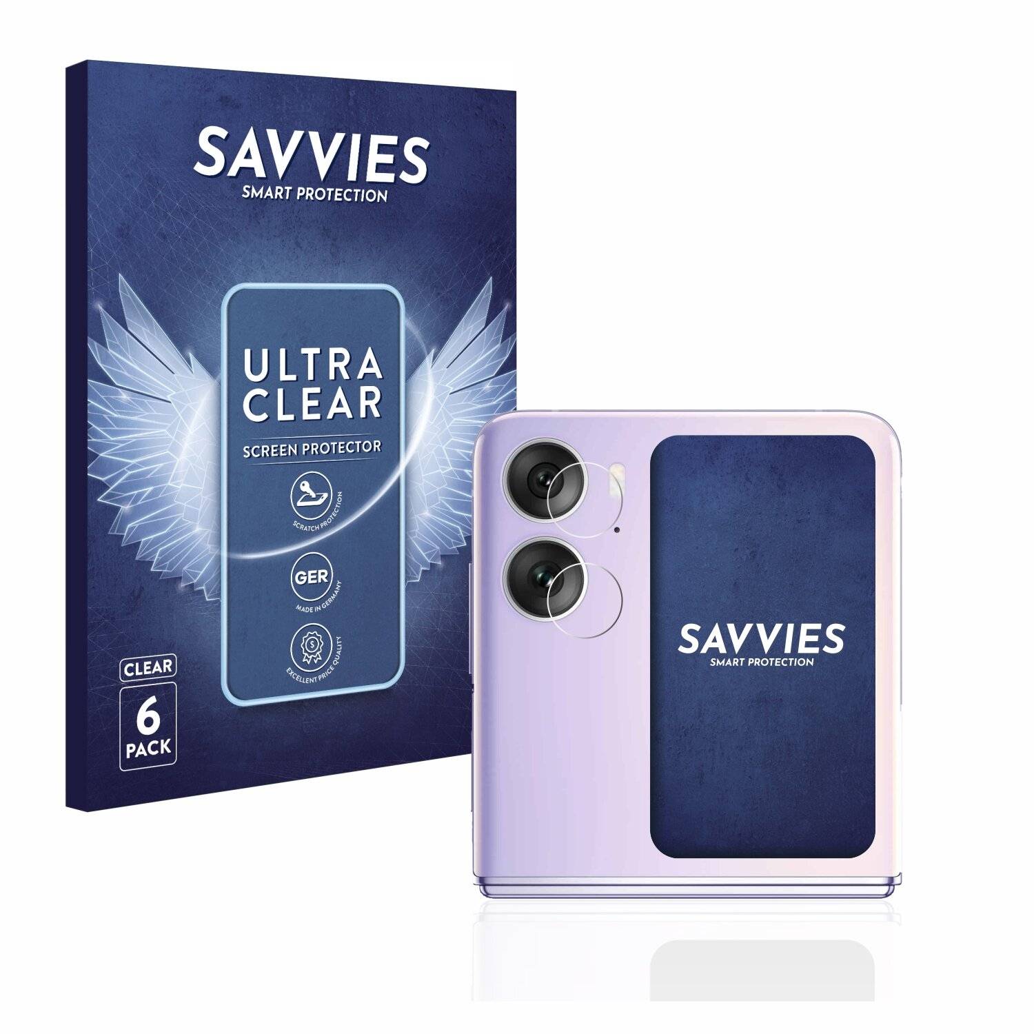 6x Savvies SU75 Displayschutzfolie für Oppo Find N2 Flip (NUR