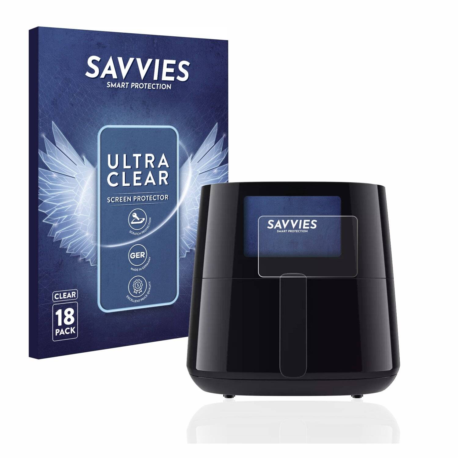 18x Savvies SU75 Displayschutzfolie für Philips Essential Airfryer XL