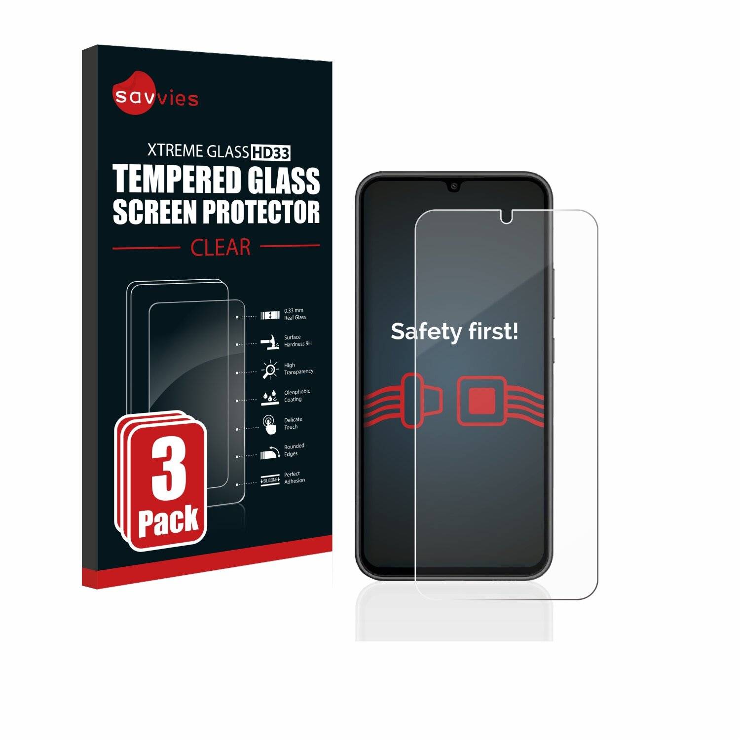 3x Savvies HD33 Clear Schutzglas für Samsung Galaxy A34