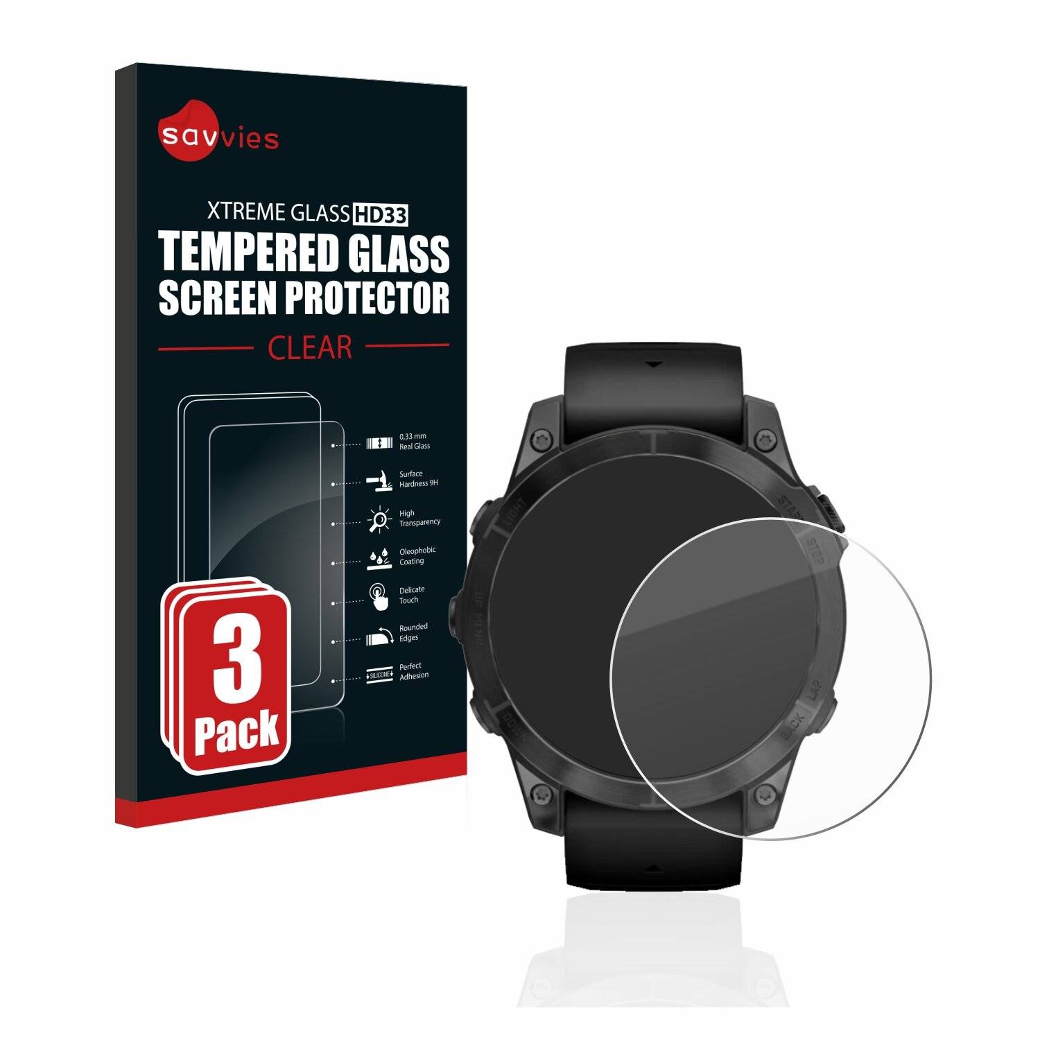 3x Savvies HD33 Clear Schutzglas für Garmin Epix Pro (Gen 2) (47