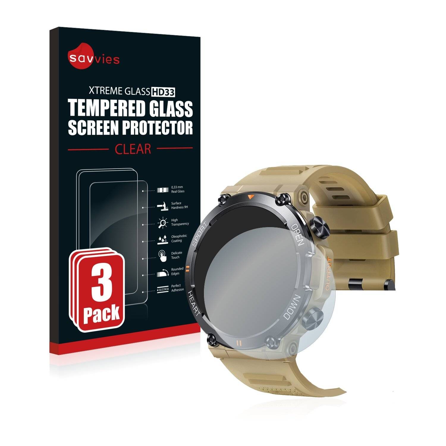 3x Savvies HD33 Clear Schutzglas für LinsonK