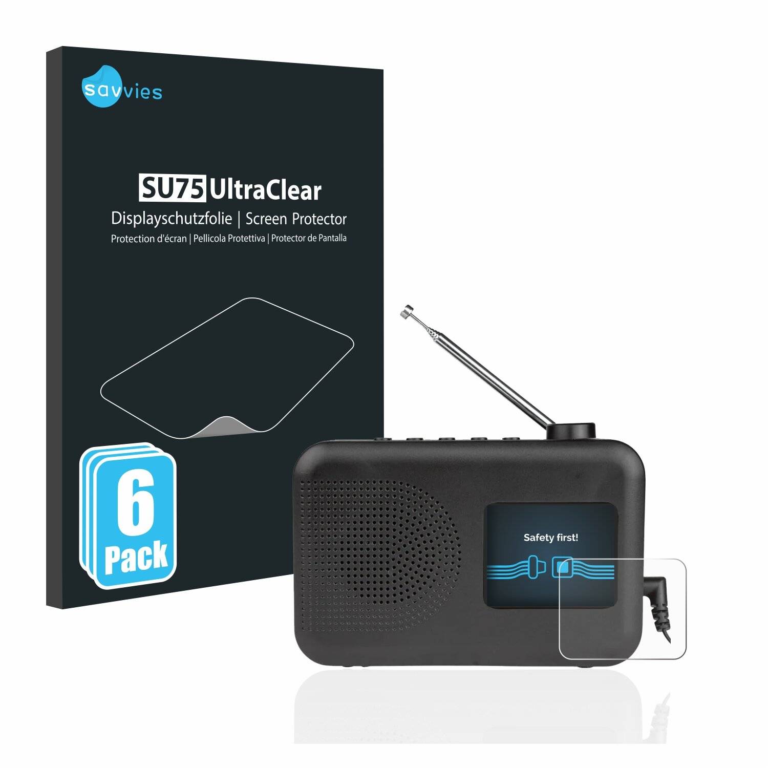 6x Savvies SU75 Displayschutzfolie für SilverCrest DAB+ / UKW Radio SDABC 1