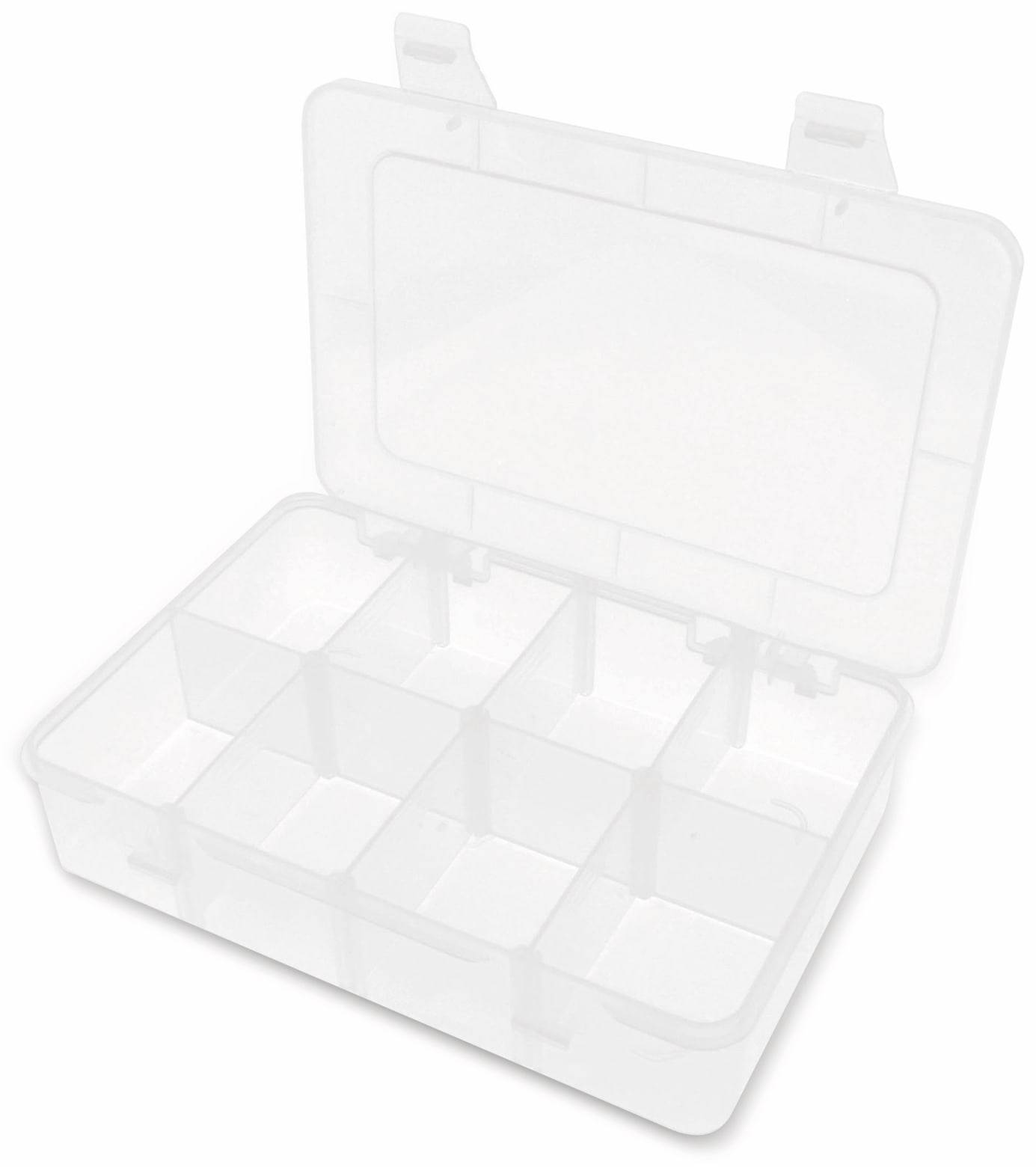Sortimentsbox, 185x125x42, 8 Fächer, variabel, PP, transparent