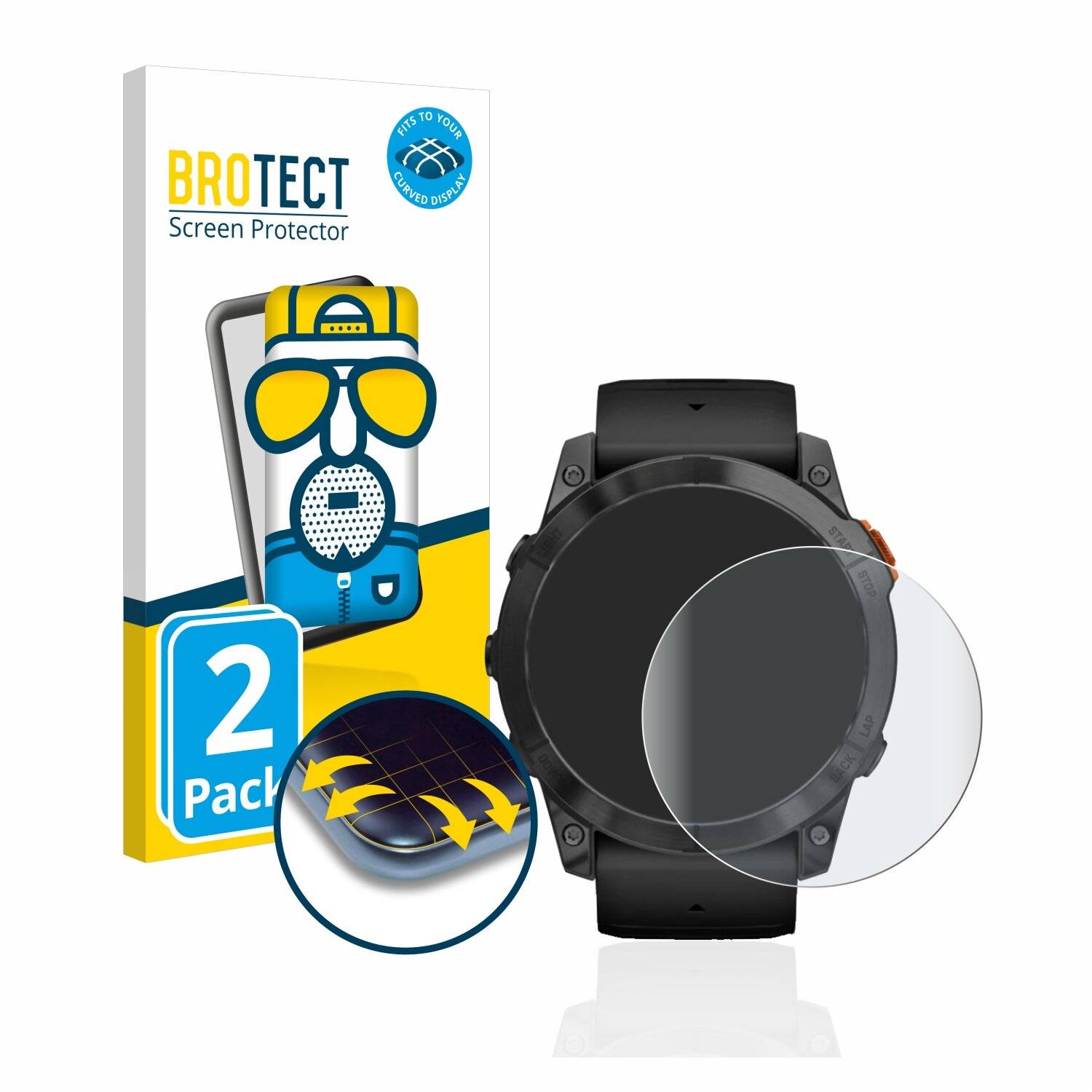 2x BROTECT Flex Matte Full-Cover Displayschutzfolie für Garmin Fenix 7X Pro Solar (51