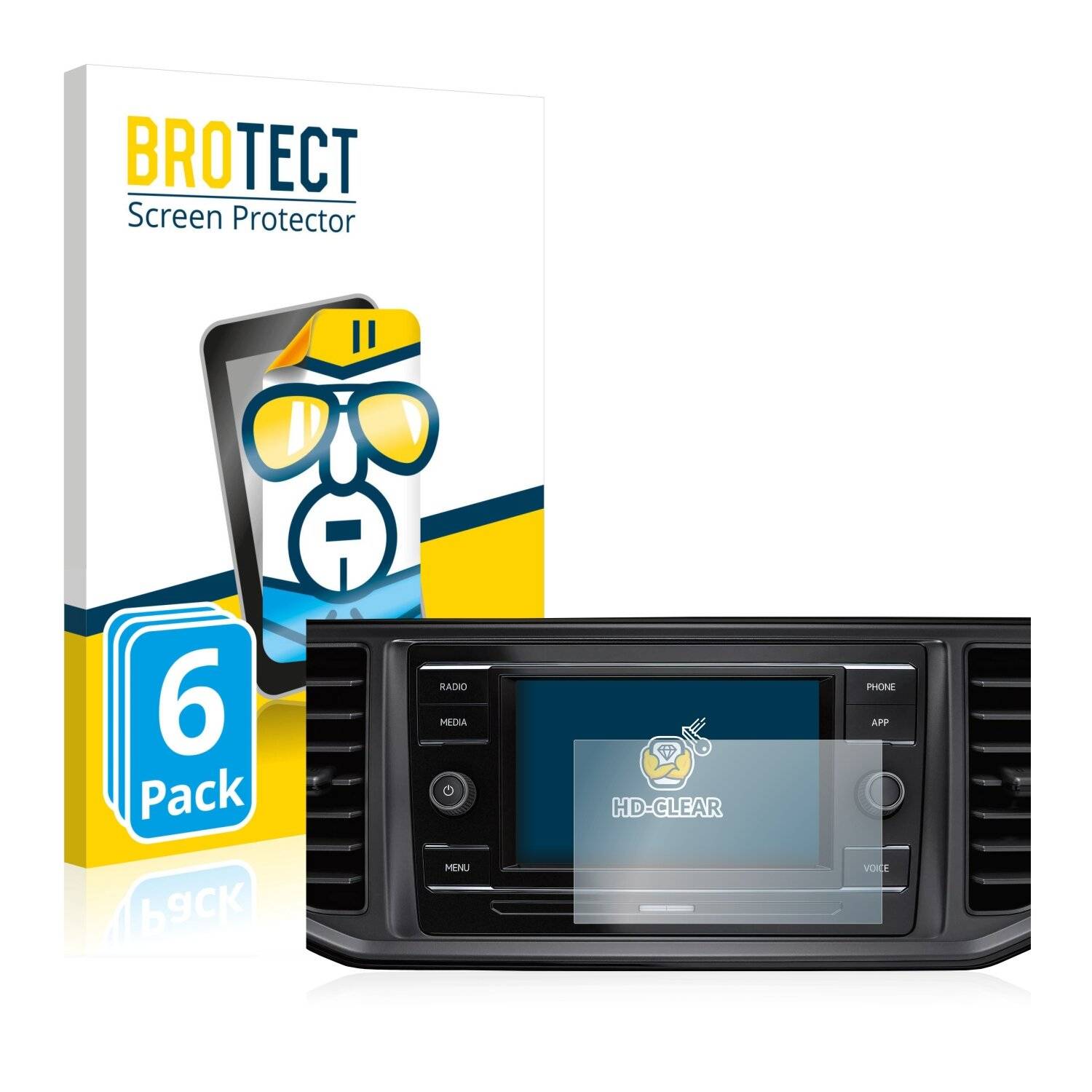 6x BROTECT HD-Clear Displayschutzfolie für Volkswagen Crafter Composition Colour