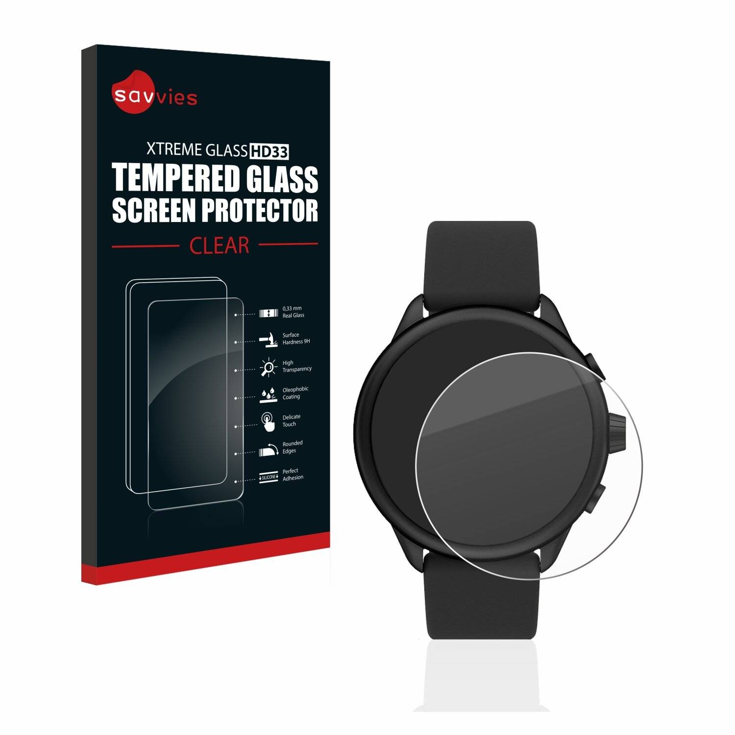 Savvies HD33 Clear Schutzglas für Fossil Smartwatch Wellness (Gen 6)