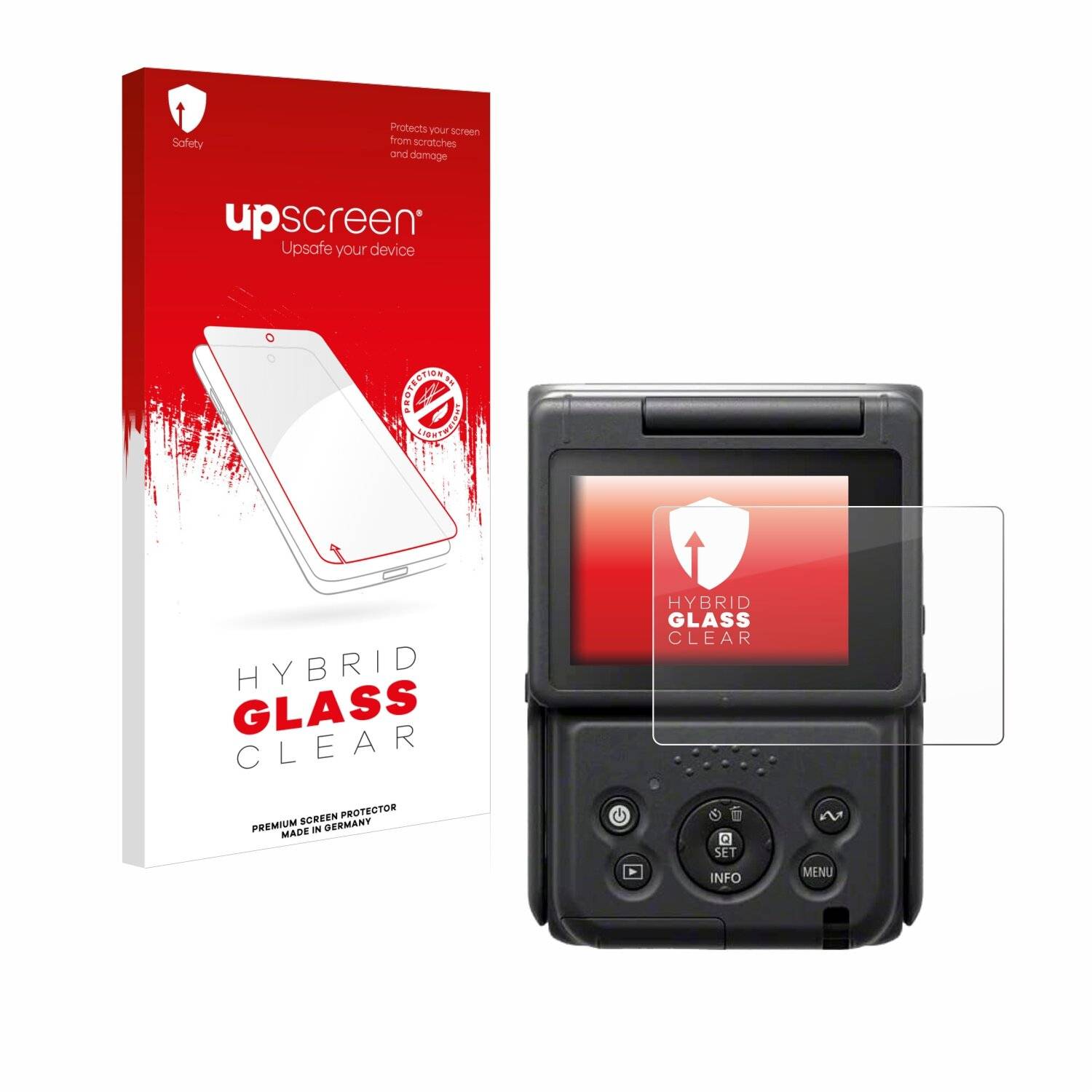 upscreen Hybrid Glass Clear Premium Schutzglas Folie für Canon PowerShot V10 Vlog