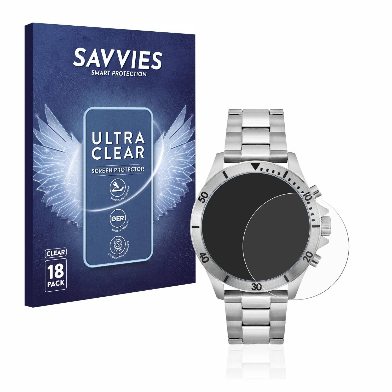 18x Savvies SU75 Displayschutzfolie für Hugo Boss Chronograph