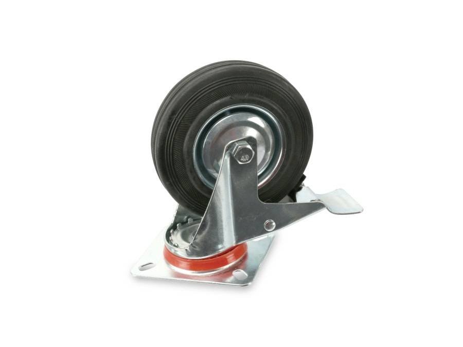 MASTERPROOF Laufrolle, Ø 125 mm, Kugelkranz, Feststeller, Bremse