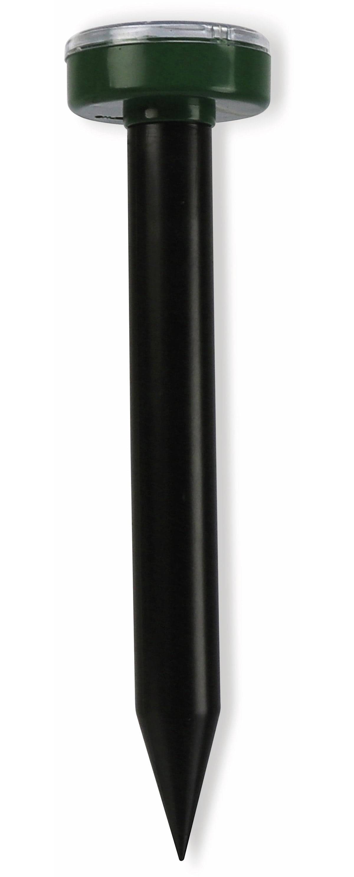 Eine Nahaufnahme eines schlanken, schwarzen senkrechten Pfahls vor einem weißen Hintergrund.