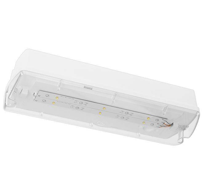 Eine rechteckige weiße LED-Deckenleuchte mit offenem Gehäuse, bei der die Innenverkabelung und LED-Streifen sichtbar sind.