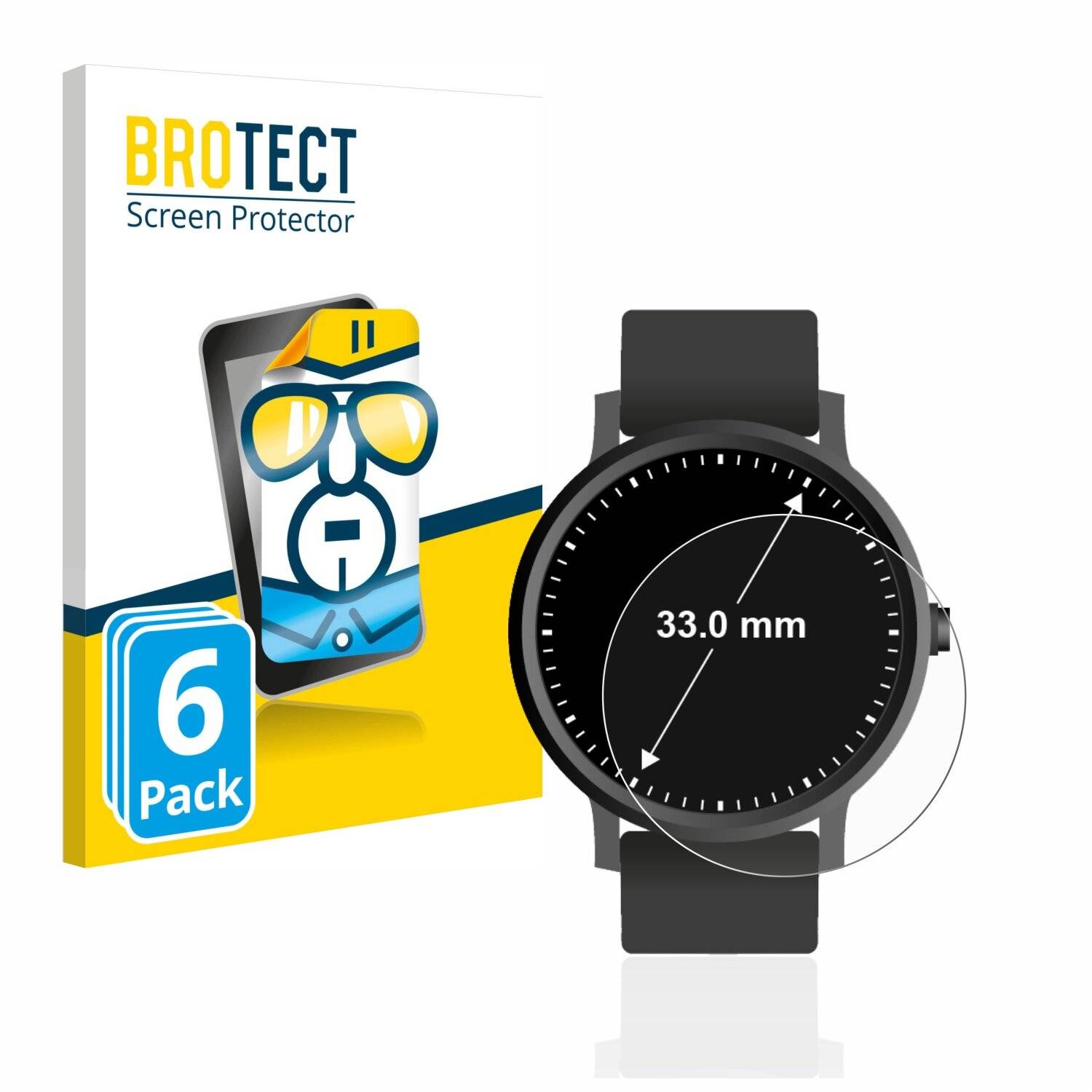 6x BROTECT HD-Clear Displayschutzfolie für Armbanduhren (Kreisrund, ø: 33