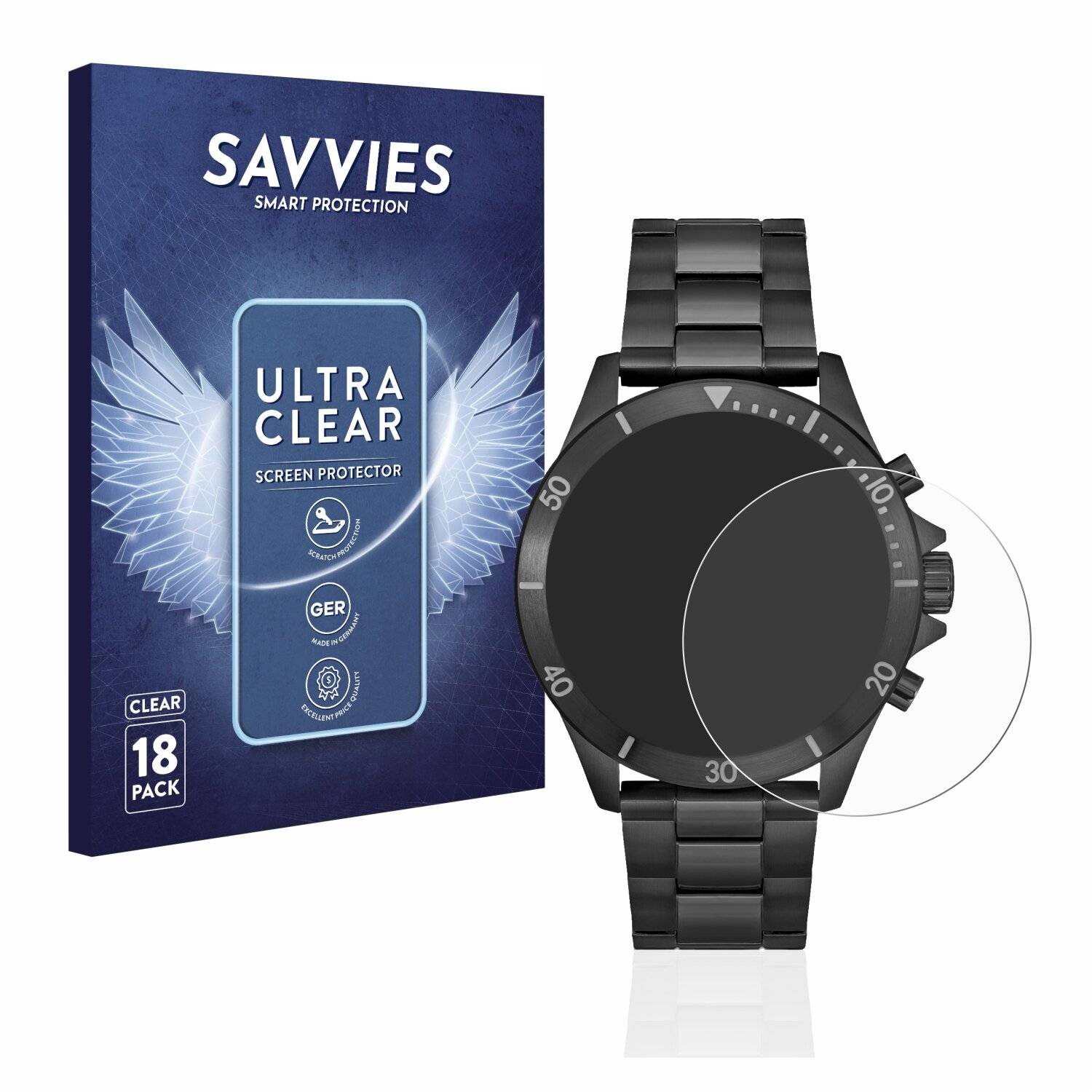 18x Savvies SU75 Displayschutzfolie für Hugo Boss Chronograph