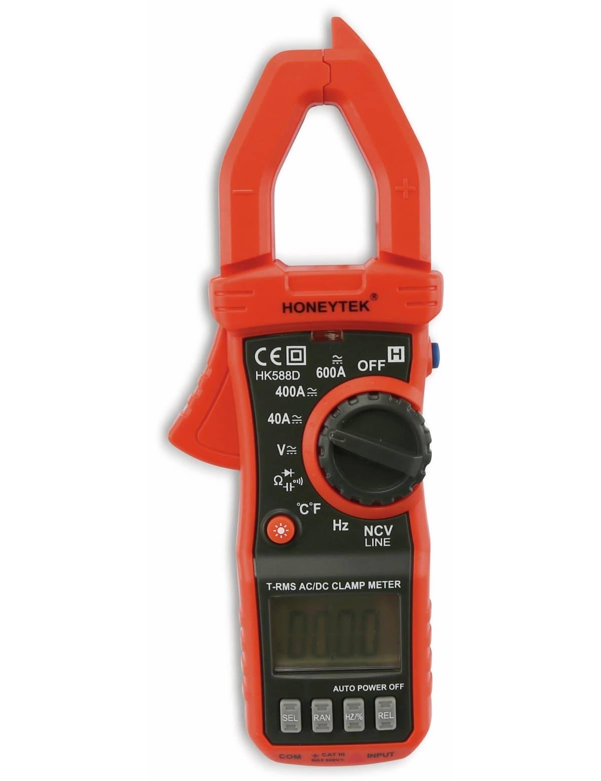 Rote Stromzange mit Bezeichnung „Honeytek HK588D 600A