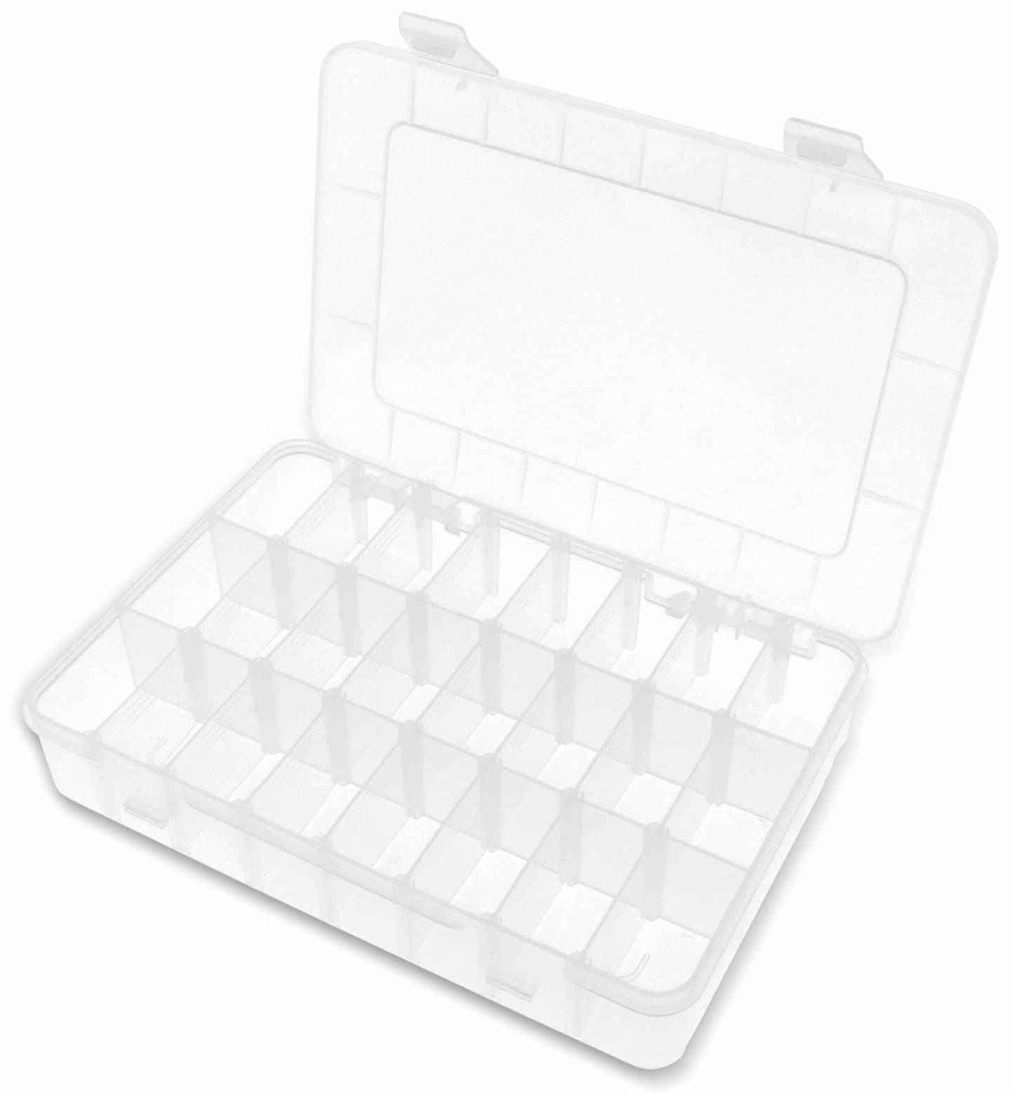 Sortimentsbox, 200x135x38, 24 Fächer, variabel, PP, transparent