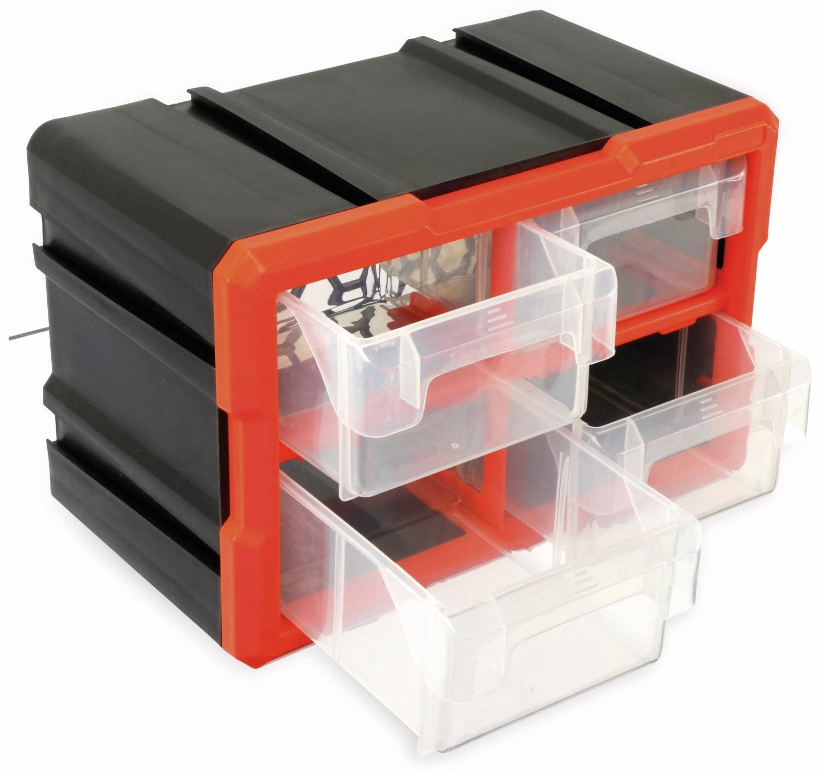 DAYTOOLS Werkzeugbox TW2021, Kunststoff,4-teilig, schwarz/orange