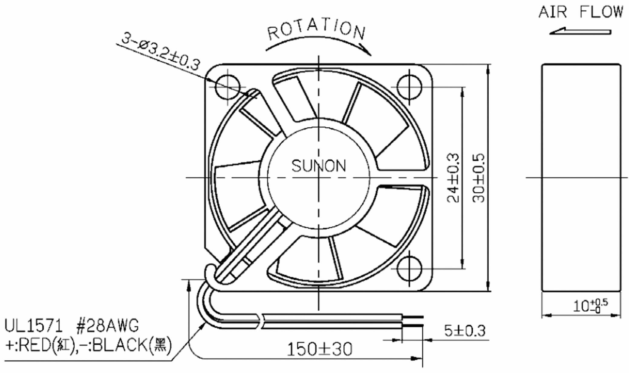 SUNON Axiallüfter MF35101V21000UA99, 35x35x10 mm, 12 V-