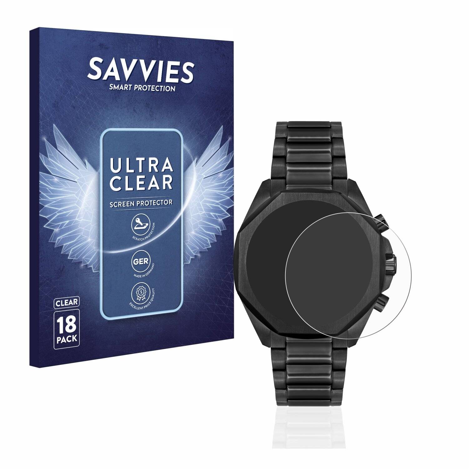 18x Savvies SU75 Displayschutzfolie für Hugo Boss Chronograph