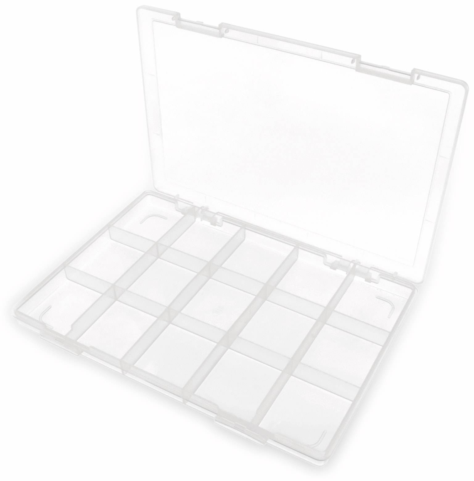 Sortimentsbox, 285x201x23, 15 Fächer, PP, transparent
