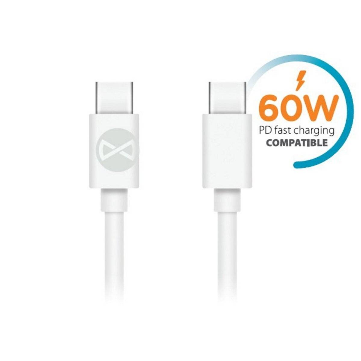Forever USB C Kabel USB C 1 m 60 W Schnellladen Daten weiß