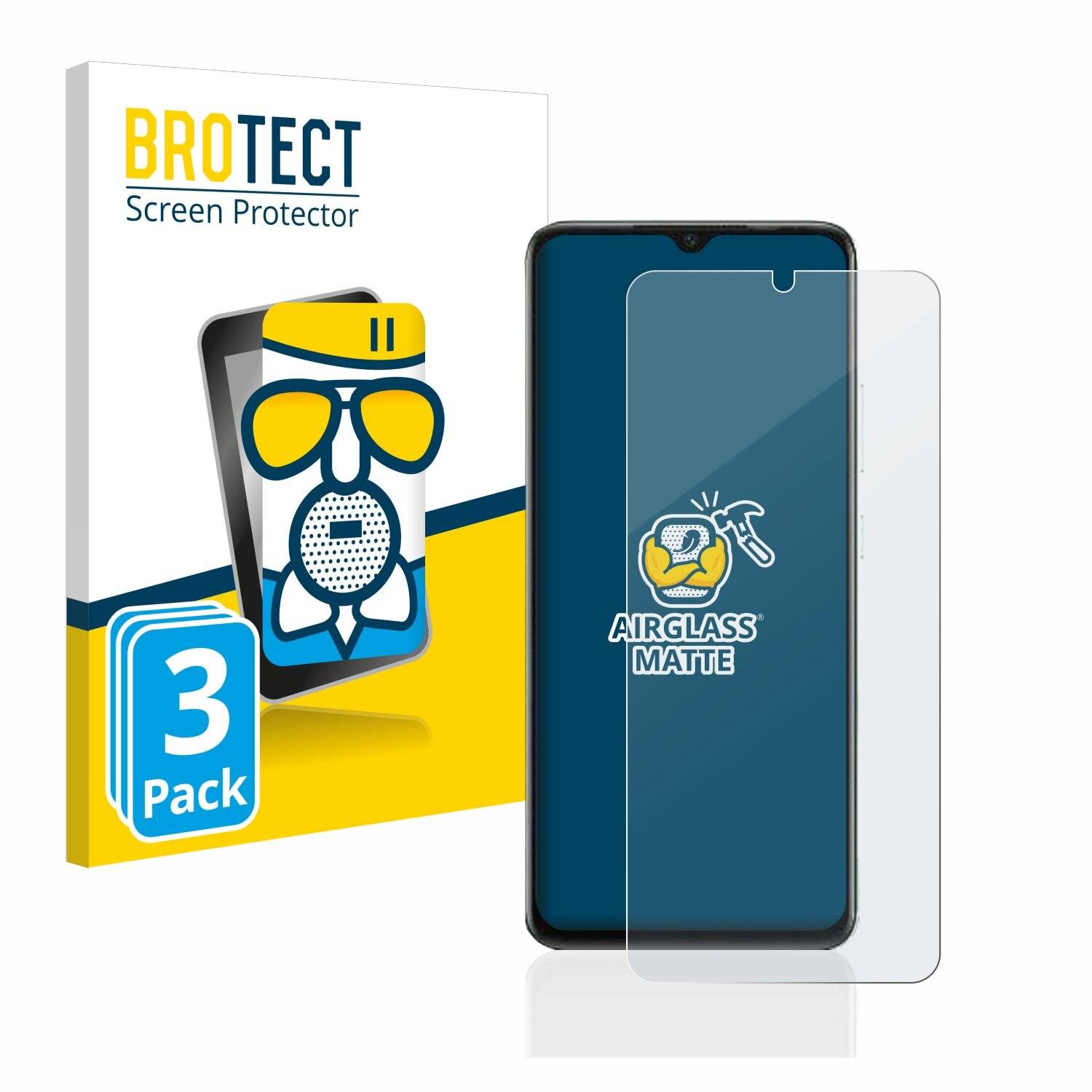 3x BROTECT AirGlass Matte Schutzglas Folie für Infinix Smart 7