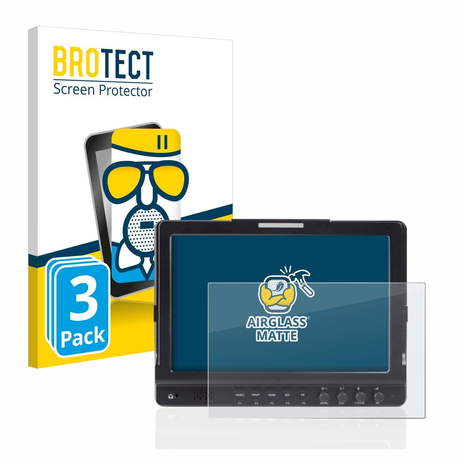 3x BROTECT AirGlass Matte Schutzglas Folie für Feelworld 10,1 Field Monitor