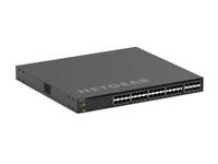 Netgear Rack-Mount-Netzwerk-Switch mit mehreren Ethernet-Anschlüssen auf der Frontplatte.