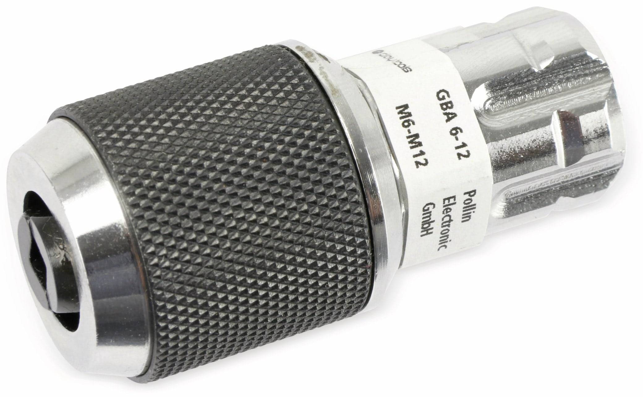 Eine Nahaufnahme eines Metallbauteils mit der Bezeichnung „GBA 6-12 M6-M12