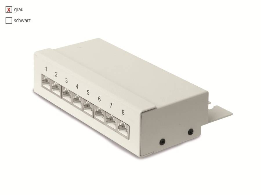 RED4POWER CAT.6a Patchpanel R4-N109G, 8-fach, grau