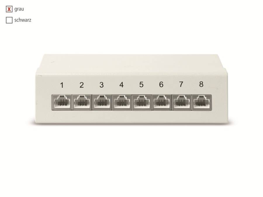 RED4POWER CAT.6a Patchpanel R4-N109G, 8-fach, grau
