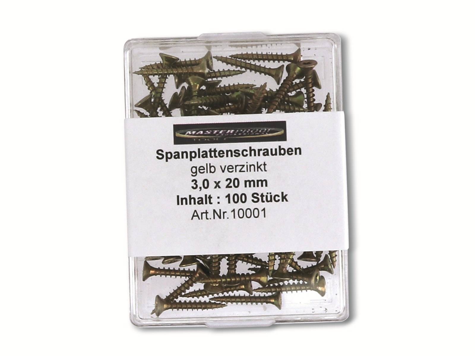 MASTERPROOF Spanplattenschrauben, 20x3,0 mm, 100 Stück
