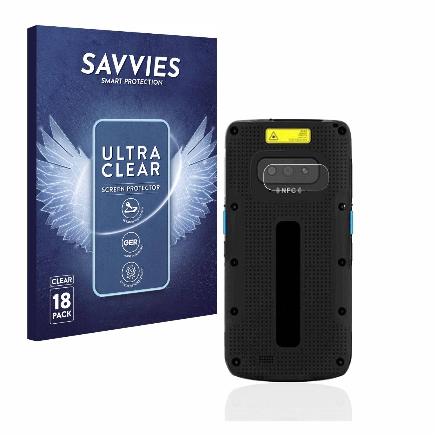 18x Savvies SU75 Displayschutzfolie für Unitech EA500P Plus (NUR