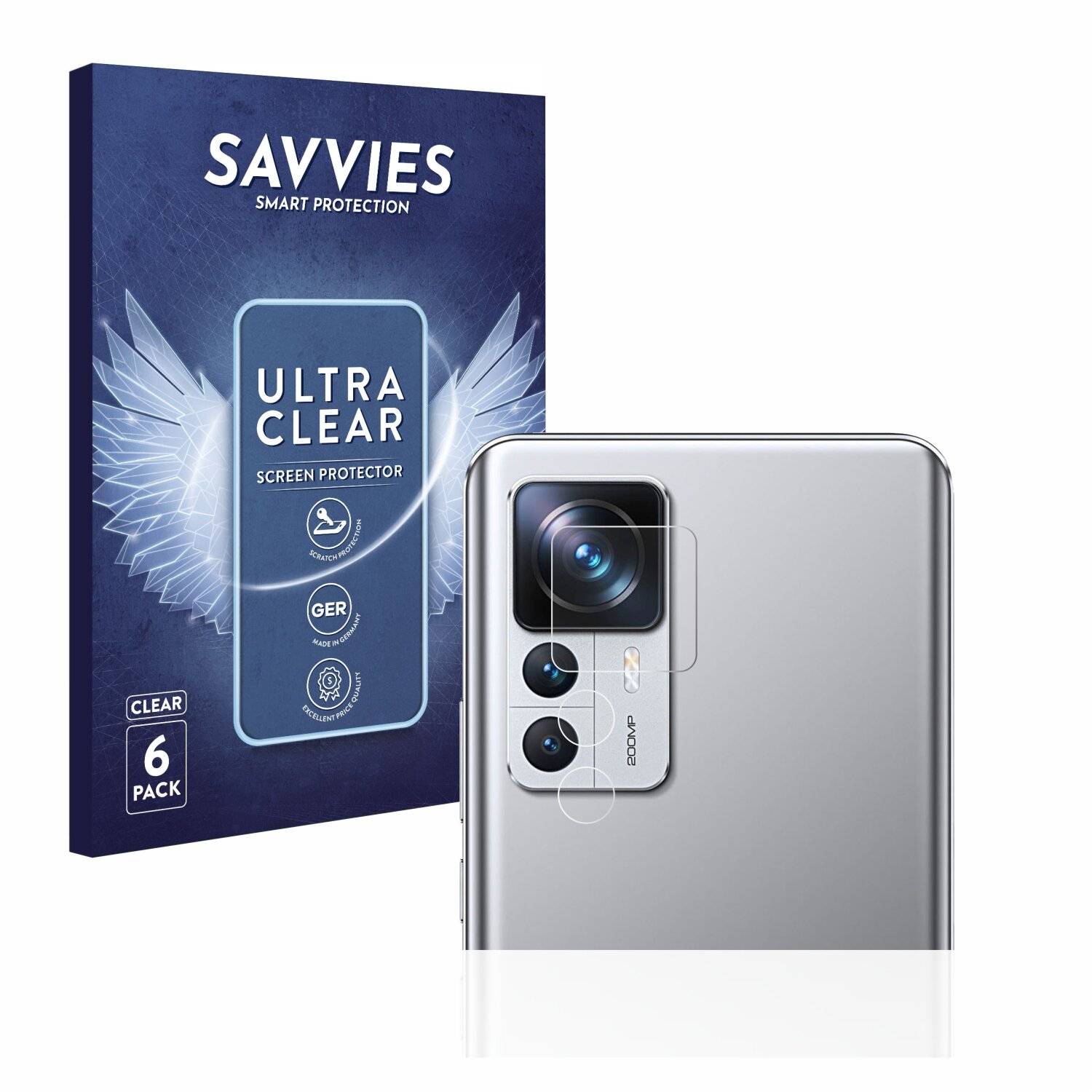 6x Savvies SU75 Displayschutzfolie für Xiaomi 12T Pro (NUR