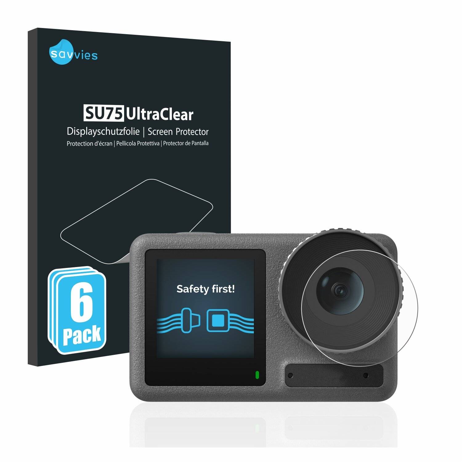 6x Savvies SU75 Displayschutzfolie für DJI Osmo Action 3