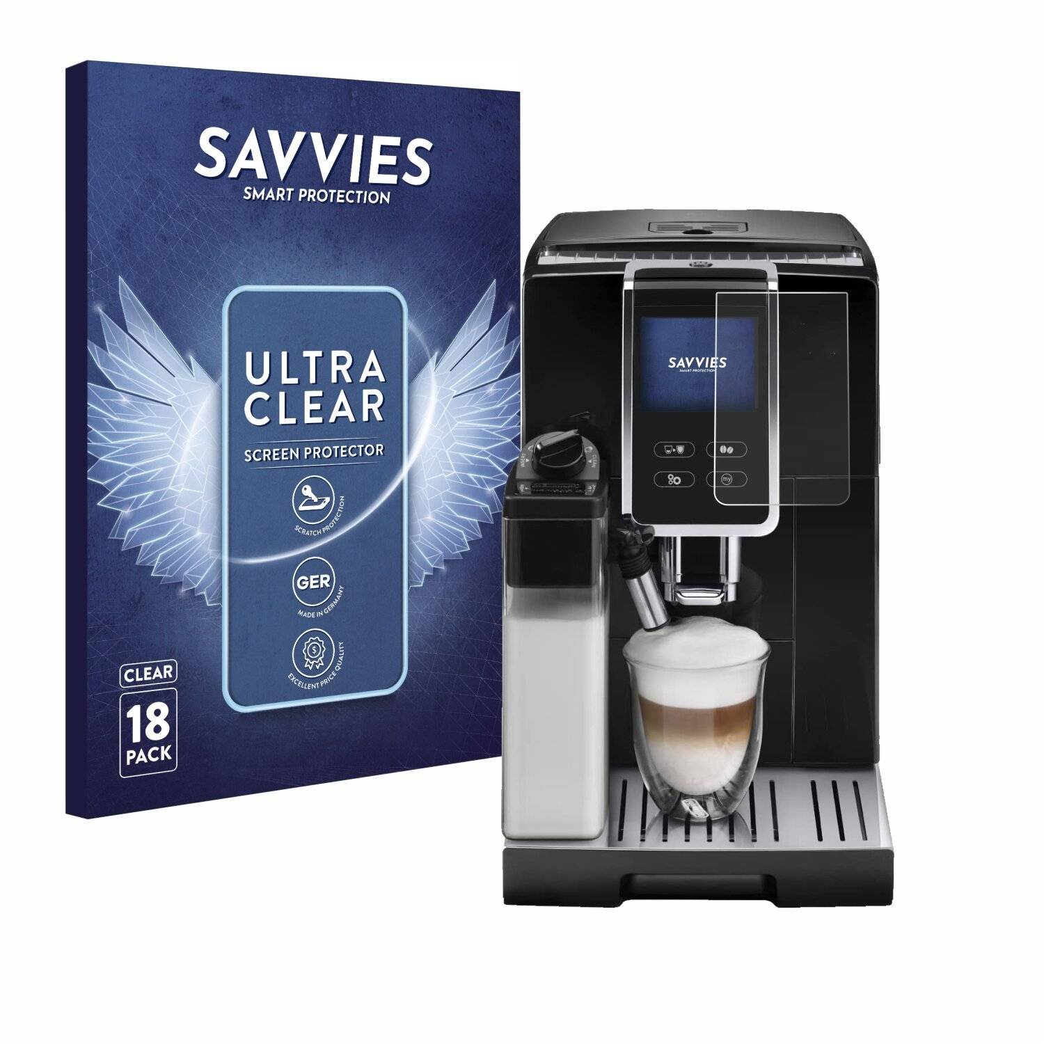 18x Savvies SU75 Displayschutzfolie für DeLonghi Dinamica Plus
