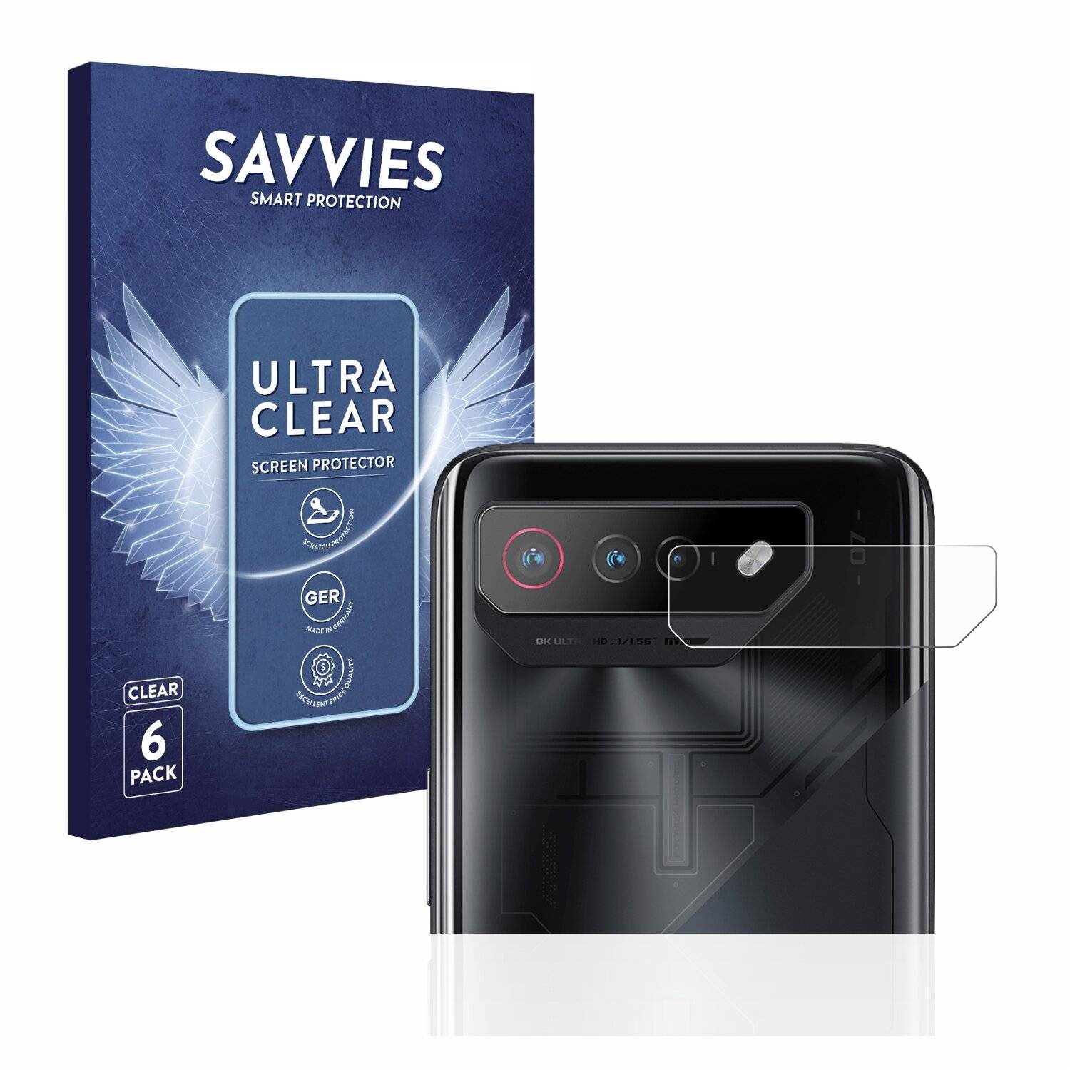 6x Savvies SU75 Displayschutzfolie für Asus ROG Phone 7 (NUR