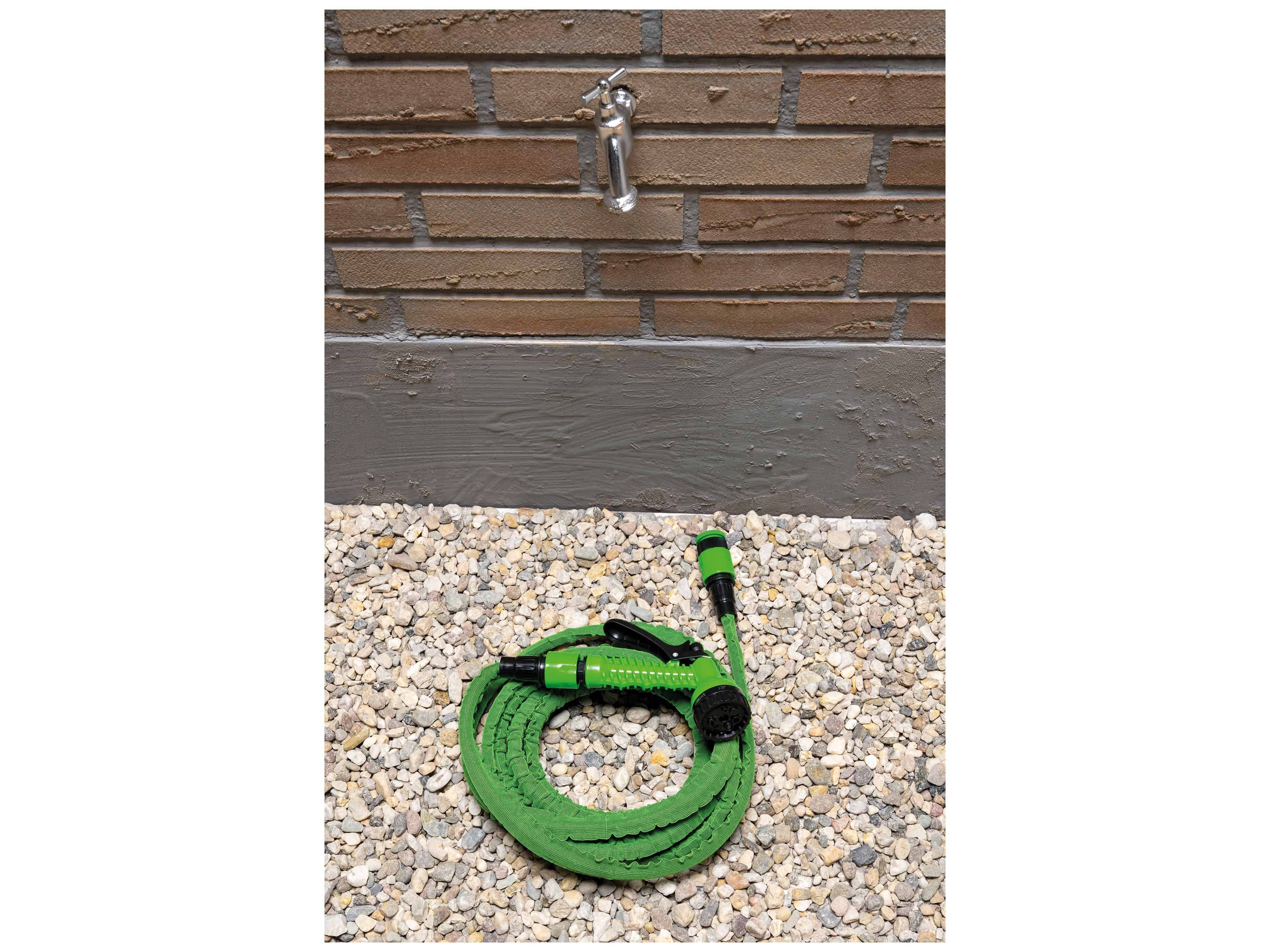 KINZO Gartenschlauch mit Sprühkopf dehnbar von 500 bis 1000 cm